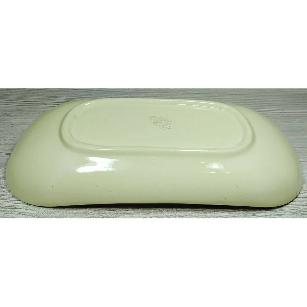 Red Wing Hand Painted Yellow Floral Dinnerware Curved Platter Stamp Rolling Tray
